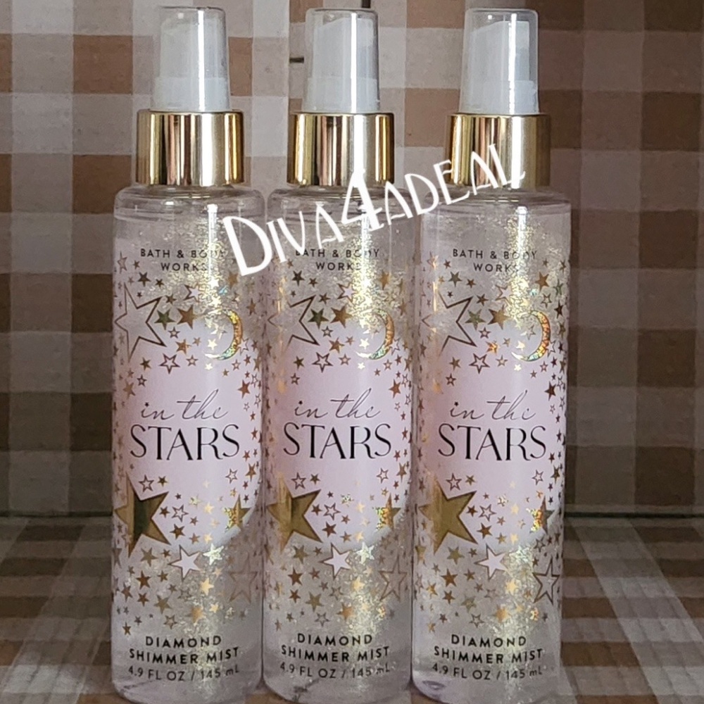 3X Bath & Body Works IN THE STARS Diamond Shimmer Mist Spray Bundle